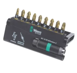 Wera Bit-Check 1/4" Hex Shank PZ BiTorsion Extra-Hard Screwdriver Bit Set 10 Pieces