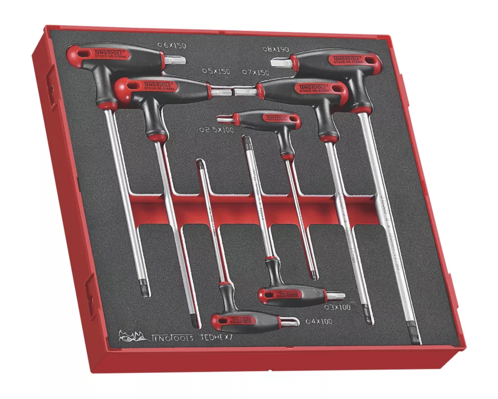 Teng Tools TEDHEX7 Metric Metric T-Handle Hex Key Set 7 Pieces 4 Teng Tools TEDHEX7 Metric Metric T-Handle Hex Key Set 7 Pieces - Image 2