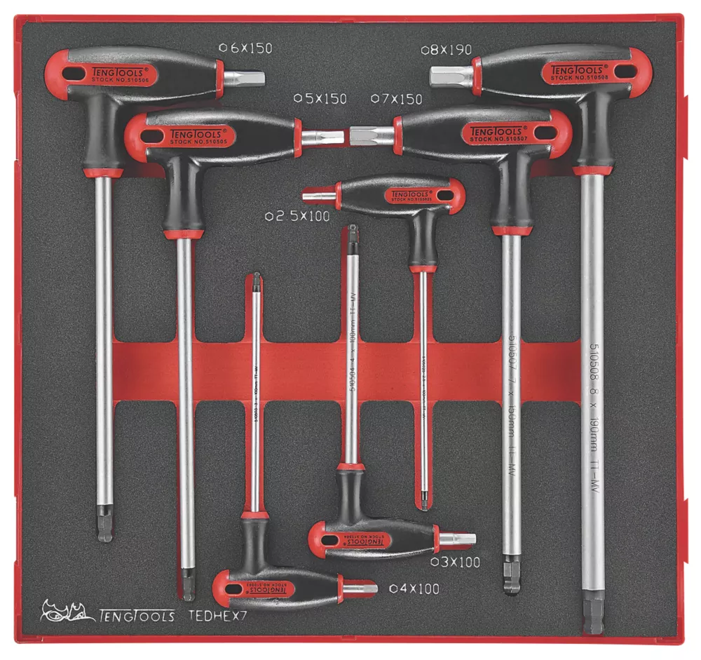 Teng Tools TEDHEX7 Metric Metric T-Handle Hex Key Set 7 Pieces 3 Teng Tools TEDHEX7 Metric Metric T-Handle Hex Key Set 7 Pieces