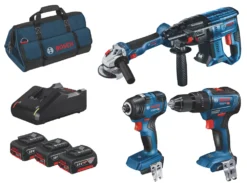 Bosch 0615990M2B 18V 3 X 4.0Ah Li-Ion Coolpack Brushless Cordless 4 Piece Kit