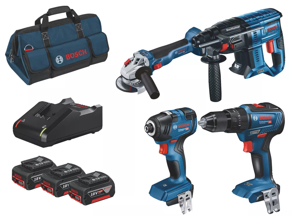 Bosch 0615990M2B 18V 3 X 4.0Ah Li-Ion Coolpack Brushless Cordless 4 Piece Kit 3 Bosch 0615990M2B 18V 3 X 4.0Ah Li-Ion Coolpack Brushless Cordless 4 Piece Kit